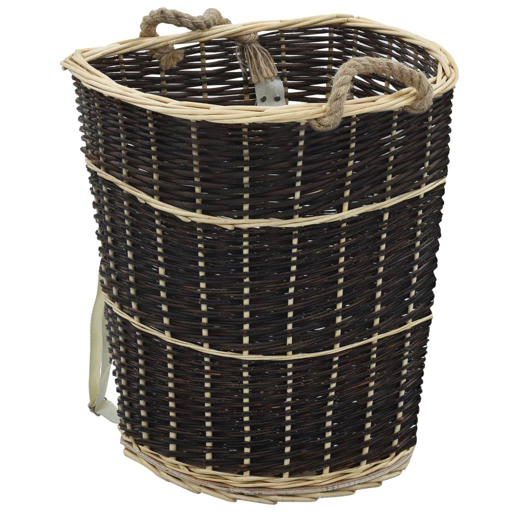 Très grand sac à dos panier à bûches osier naturel transport bois 69 cm – ComfortXL Outdoor Living - Image 1
