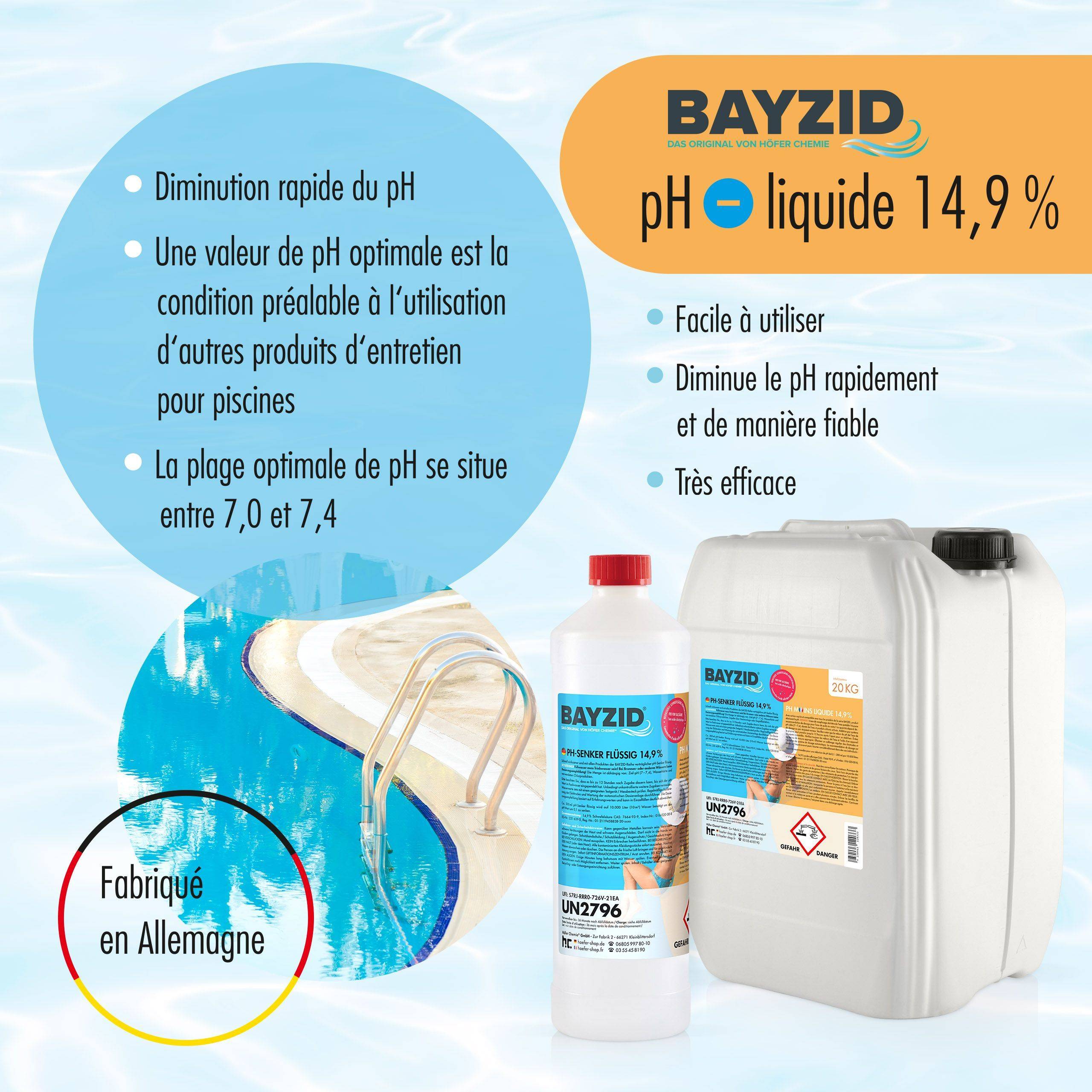 pH moins liquide 14,9% Bayzid® en bidon de 5 KG x 2 - Image 2