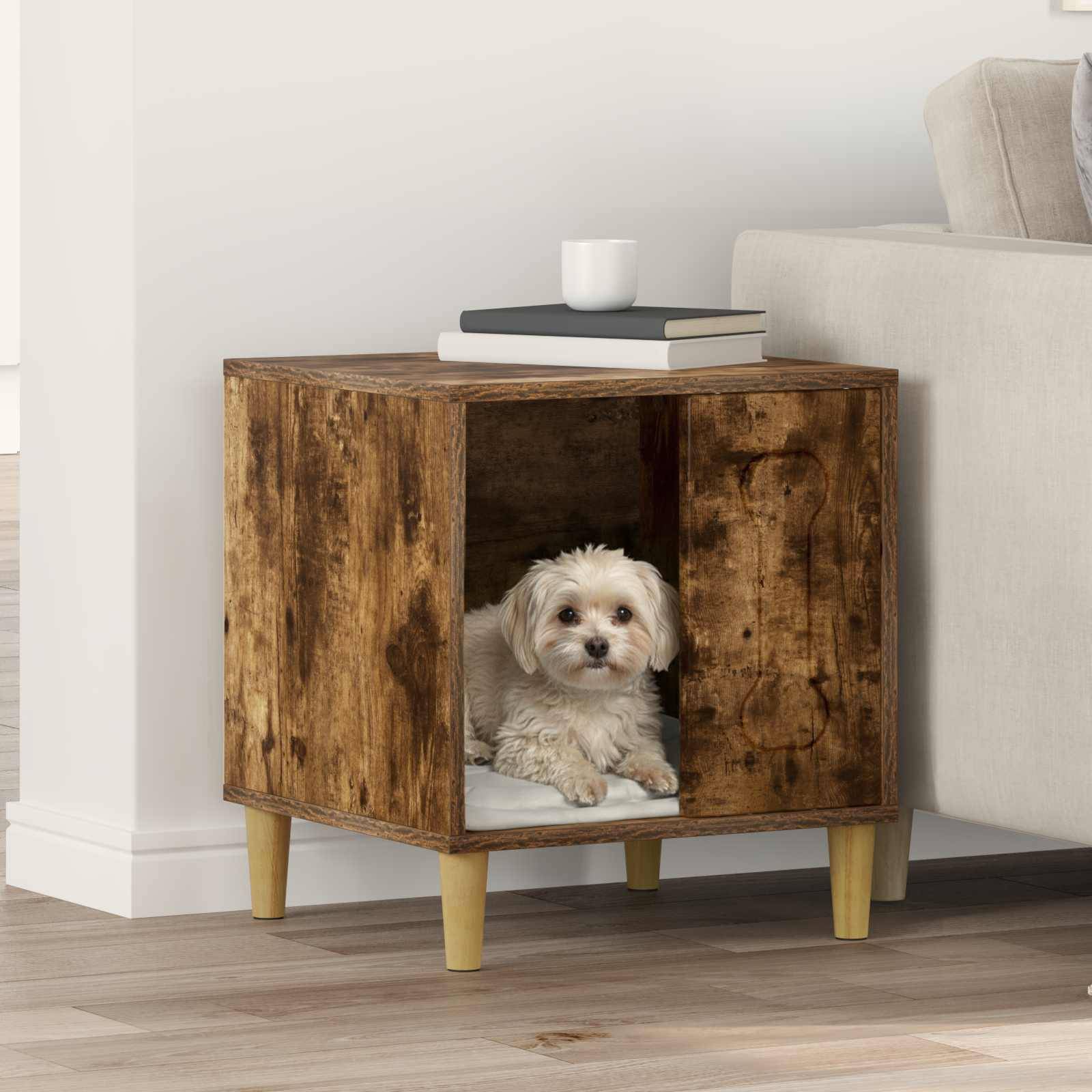 Couchage Chien Bois Ingénierie Robuste Déco Intérieure Chêne Fumé - ComfortXL Outdoor Living - Image 1