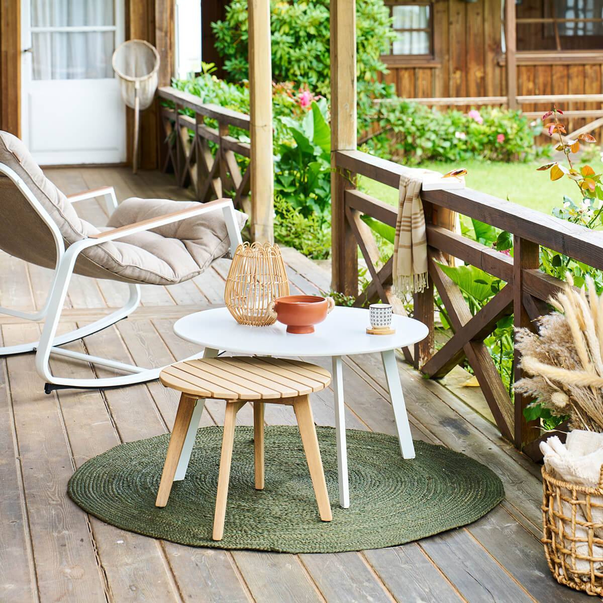 Hesperide - Table d''appoint de jardin ronde "Olvinia" acacia 46x35 cm Hespéride - Image 1