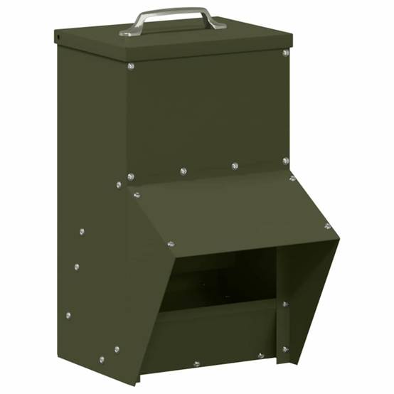 Petit Distributeur Graines Acier Poule 2kg Vert Olive - ComfortXL Outdoor Living - Image 2