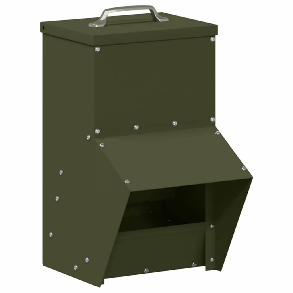 Petit Distributeur Graines Acier Poule 2kg Vert Olive - ComfortXL Outdoor Living - Image 2