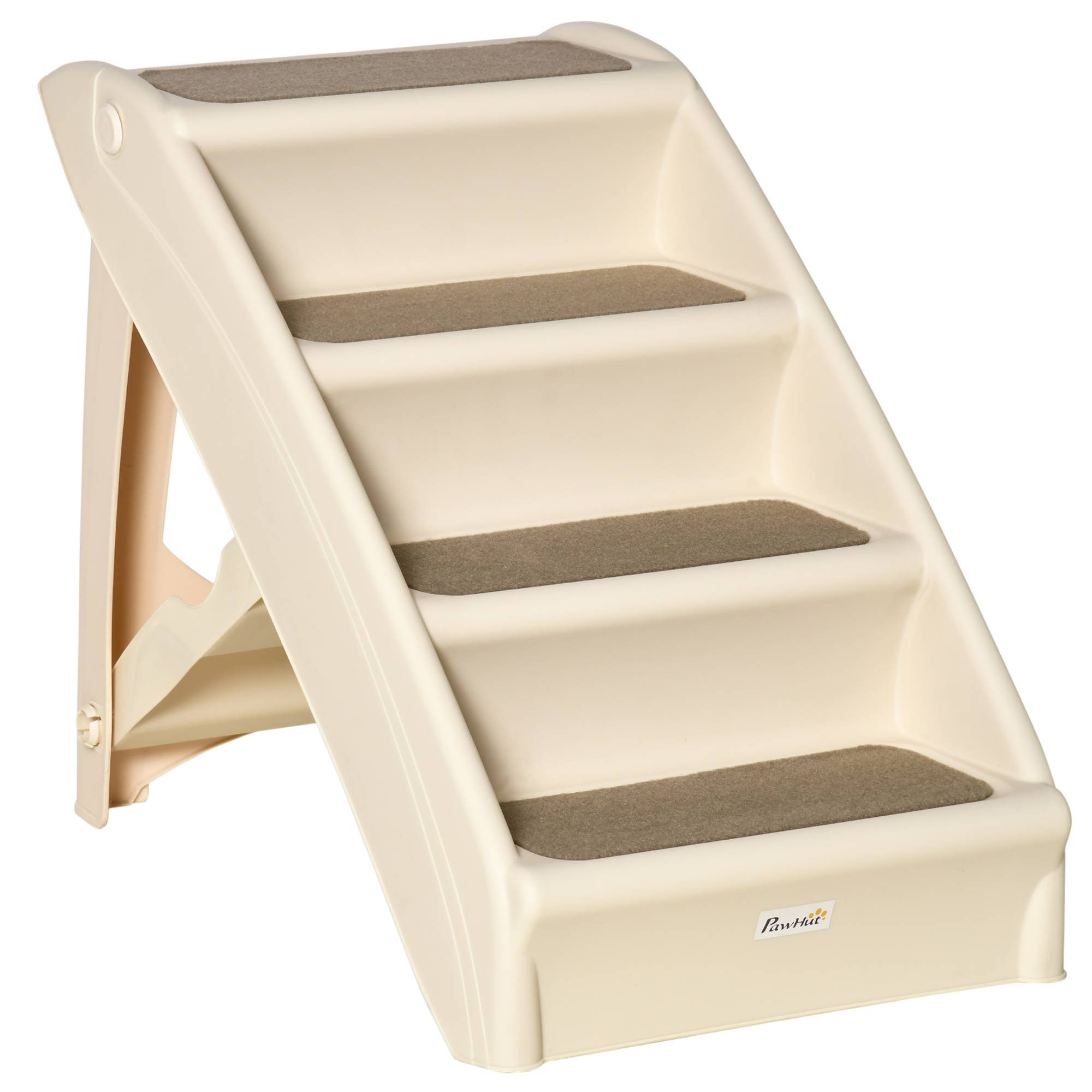 ComfortXL - Escalier pour chien pliable en polypropylène beige 4 marches 62 x 38 x 49,5 cm pour lit et canapé antidérapant - Image 2