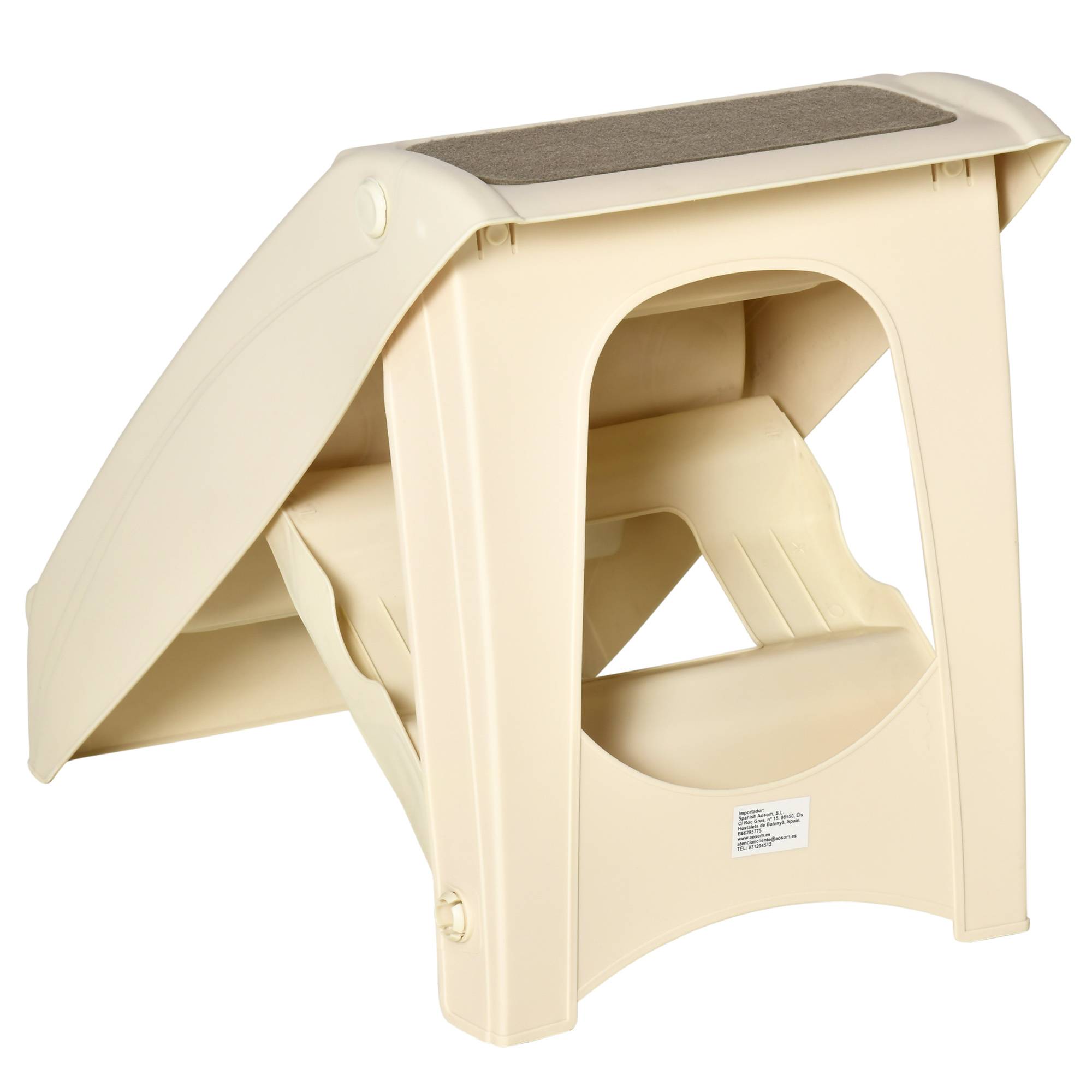 ComfortXL - Escalier pour chien pliable en polypropylène beige 4 marches 62 x 38 x 49,5 cm pour lit et canapé antidérapant - Image 8