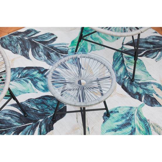 Salon de jardin 2 fauteuils ronds et table basse gris clair ACAPULCO - Image 4