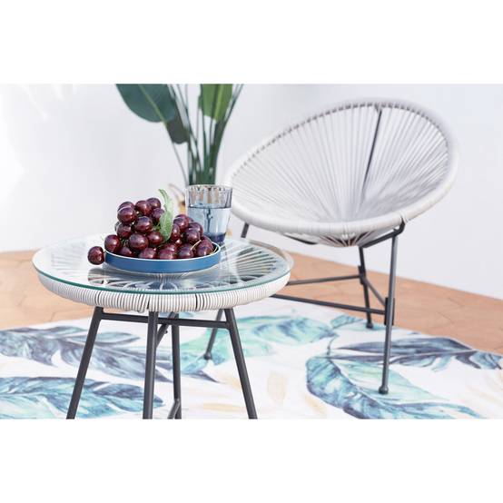 Salon de jardin 2 fauteuils ronds et table basse gris clair ACAPULCO - Image 10
