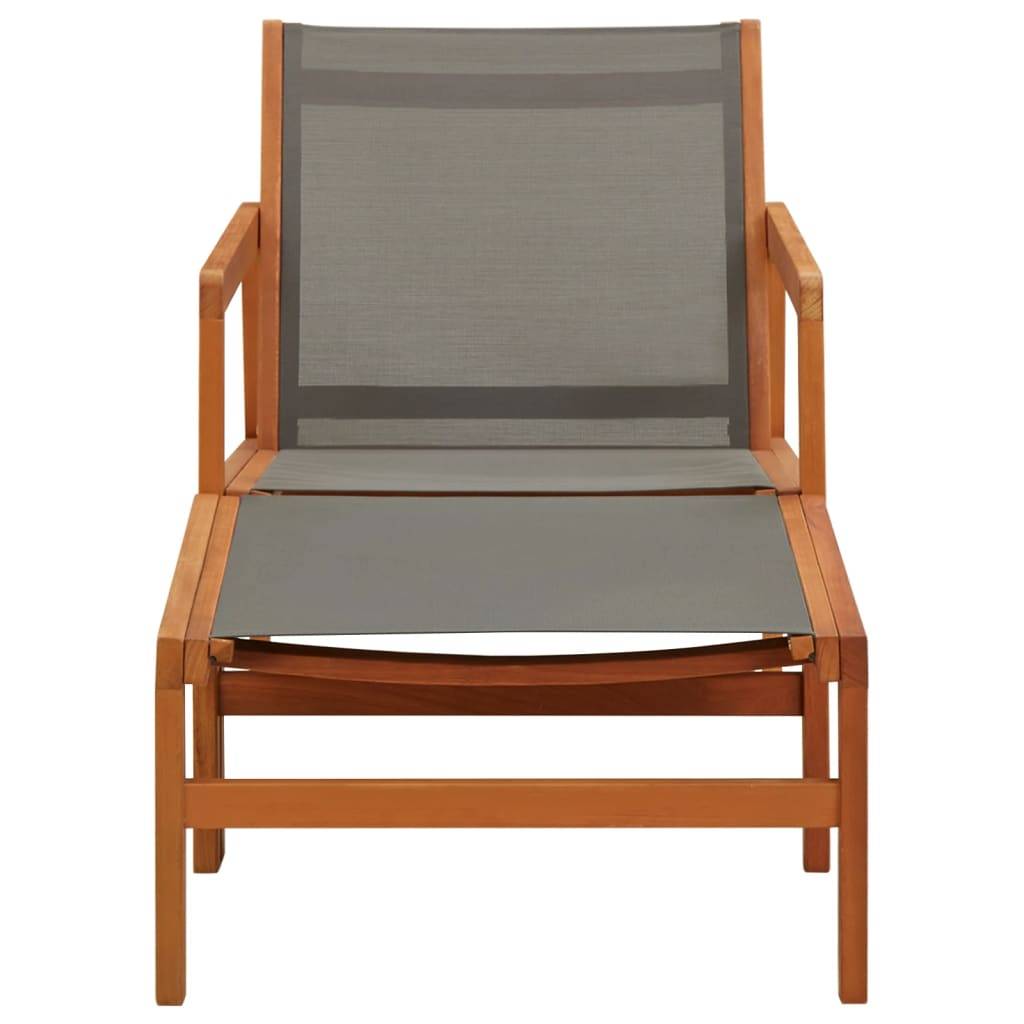 Vidaxl - Chaise de jardin et repose-pied Gris Eucalyptus et textilène vidaXL 48698 - Imagen 9