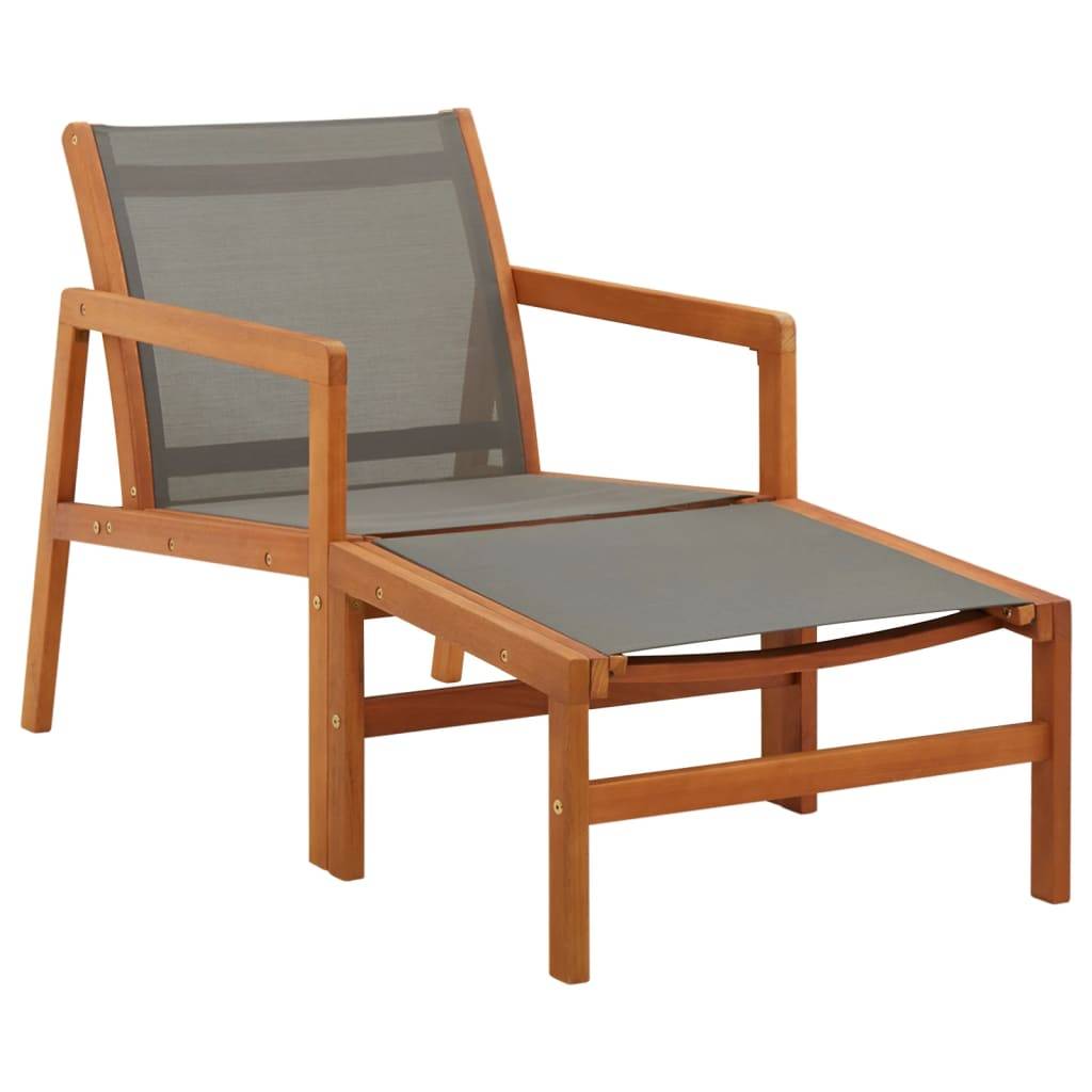 Vidaxl - Chaise de jardin et repose-pied Gris Eucalyptus et textilène vidaXL 48698 - Imagen 1