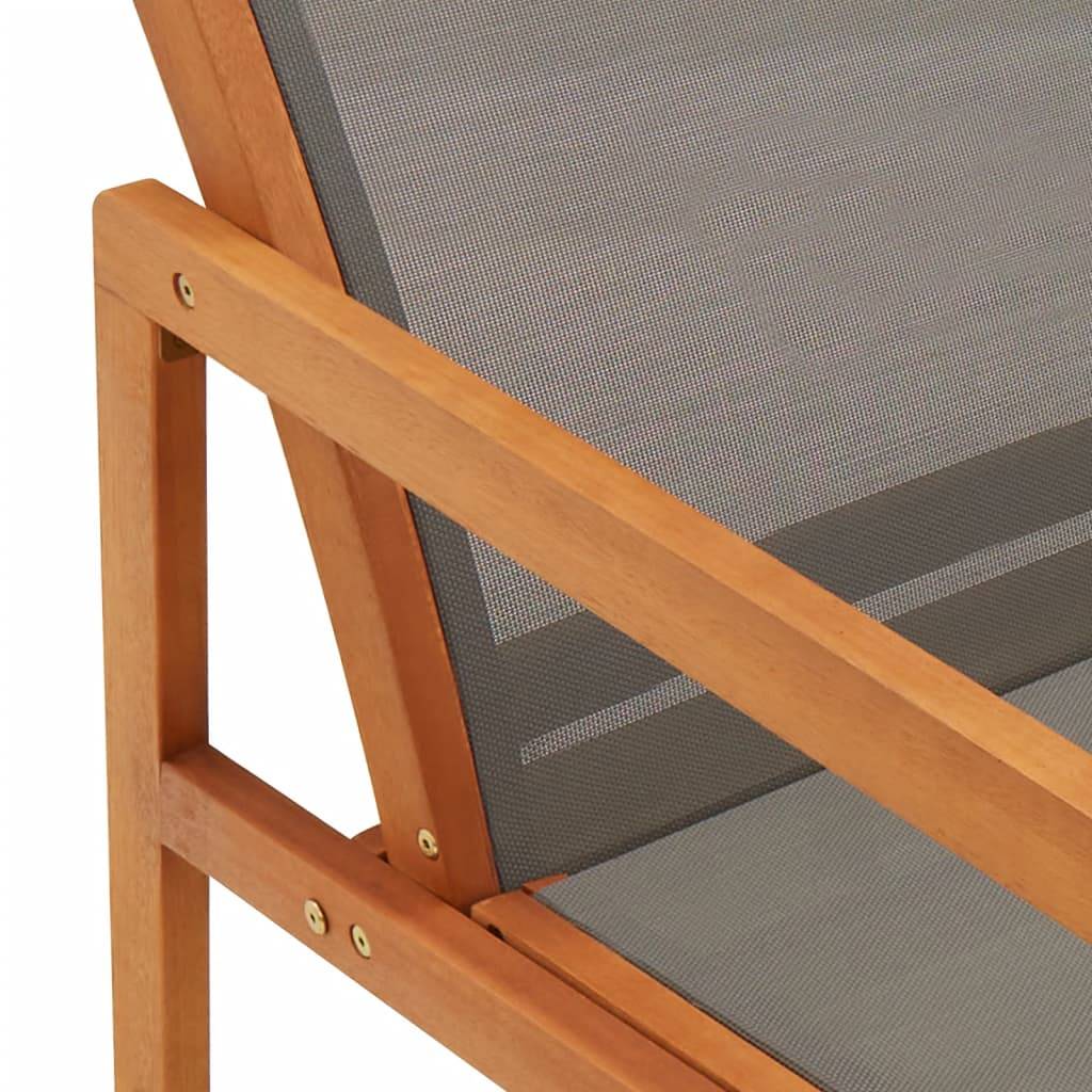 Vidaxl - Chaise de jardin et repose-pied Gris Eucalyptus et textilène vidaXL 48698 - Imagen 4