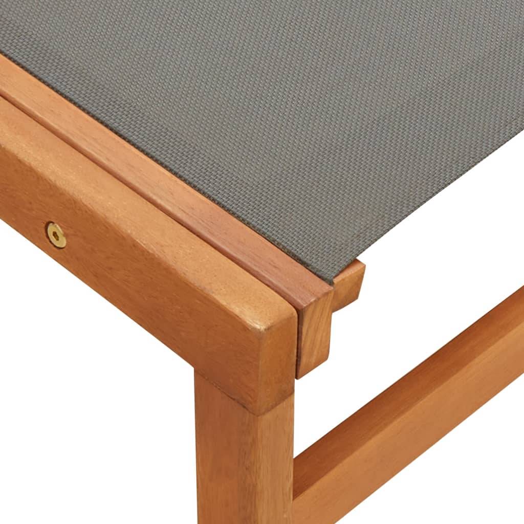 Vidaxl - Chaise de jardin et repose-pied Gris Eucalyptus et textilène vidaXL 48698 - Imagen 5