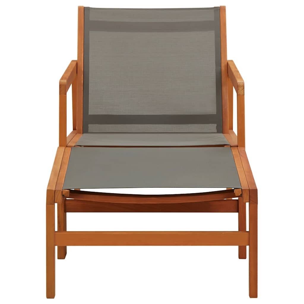 Vidaxl - Chaise de jardin et repose-pied Gris Eucalyptus et textilène vidaXL 48698 - Imagen 2