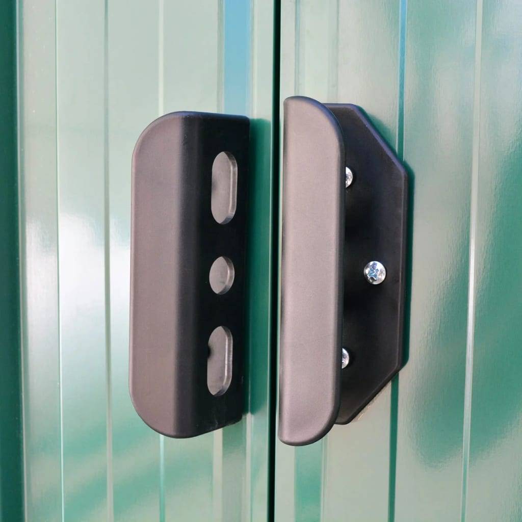 Helloshop26 - Abri de jardin cabane cabanon maison de stockage remise extérieur hangar outils robuste métal 257 x 205 x 178 cm vert - Imagen 5
