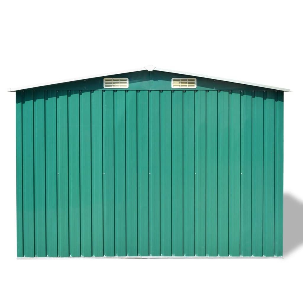 Helloshop26 - Abri de jardin cabane cabanon maison de stockage remise extérieur hangar outils robuste métal 257 x 205 x 178 cm vert - Imagen 4
