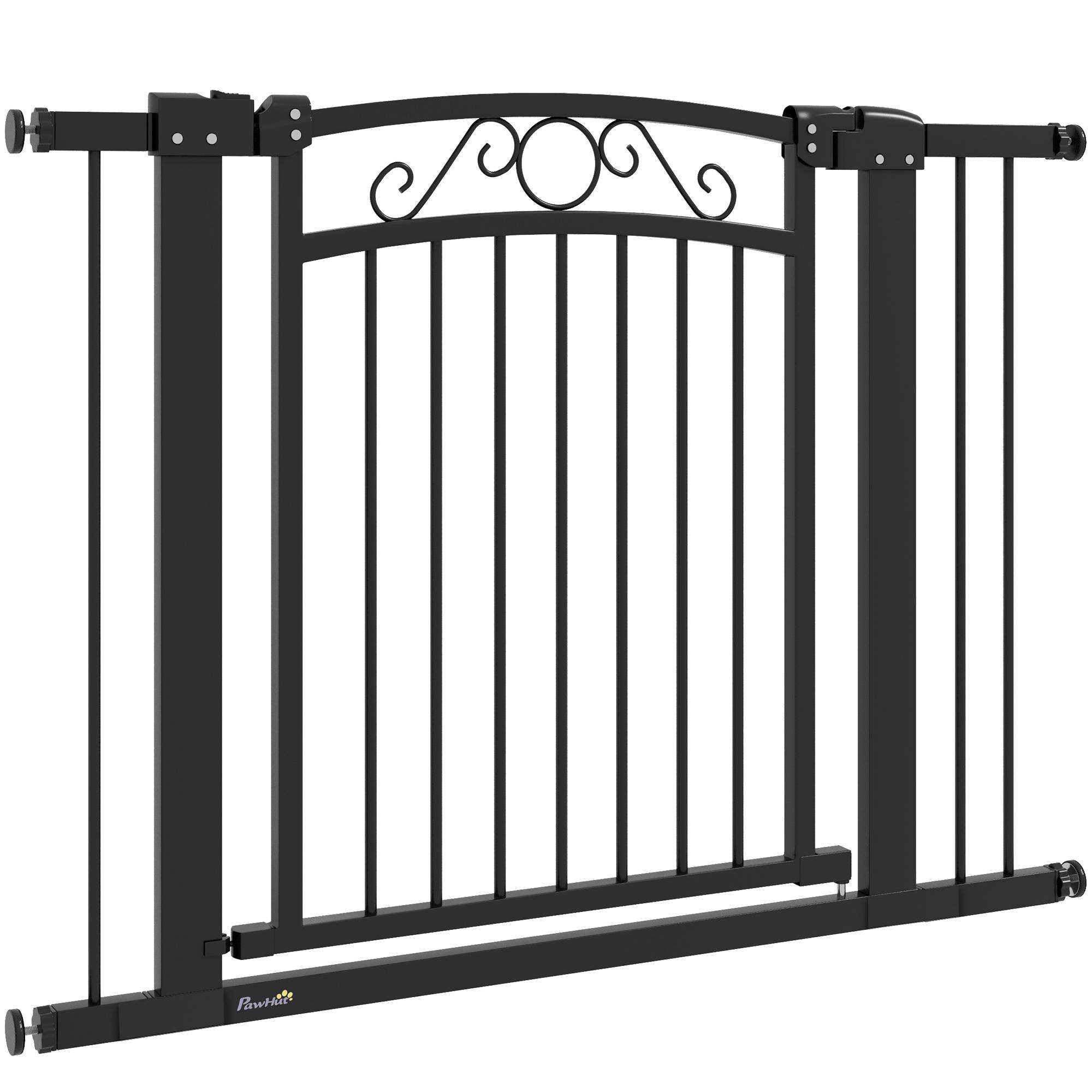 Barrière pour chien à largeur réglable de 76 à 104 cm avec 2 extensions et double verrouillage, noire - Image 2