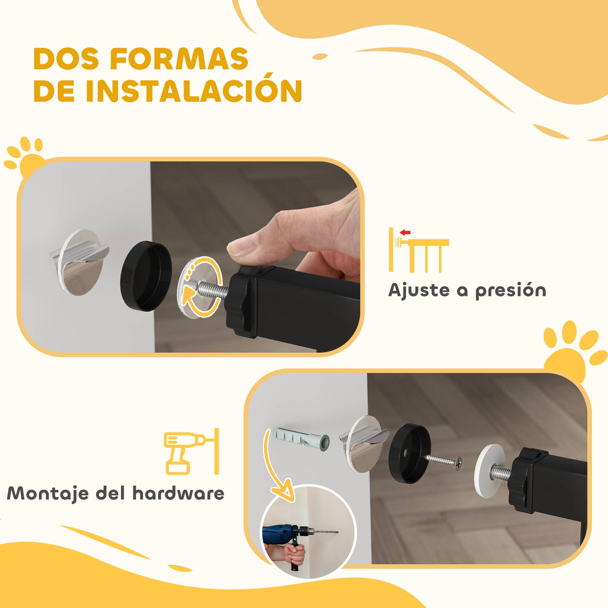 Barrière pour chien à largeur réglable de 76 à 104 cm avec 2 extensions et double verrouillage, noire - Image 8