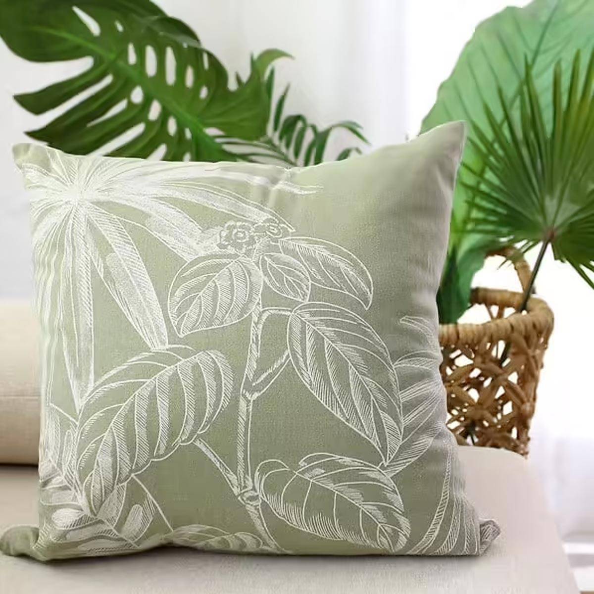 Enjoy Home - Coussin Déco Imprimé "Mambo" 40x40cm Vert Olive - Image 5