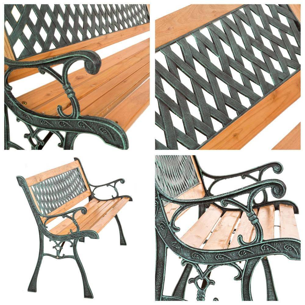 Helloshop26 - Banc de jardin meuble bois massif métal et plastique 128 cm - Imagen 2