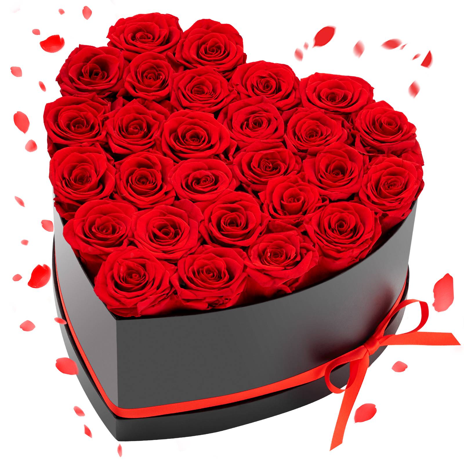 VEVOR Rose Éternelle Fleurs Éternelles Préservées Lot de 27 Boîte Cœur Rouge Vif - Image 1