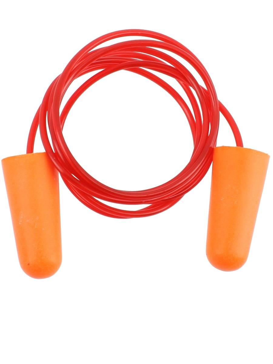 Bouchons d'oreilles PU Orange SNR 38dB avec cordon - Boite de 200 paires - SINGER FRERES - 200B38C - Image 1