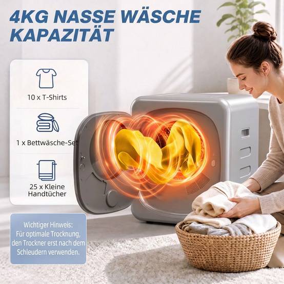 Sèche-linge à évacuation 2,5kg mode intelligent, 800W, tambour inox compact, argent - Image 7