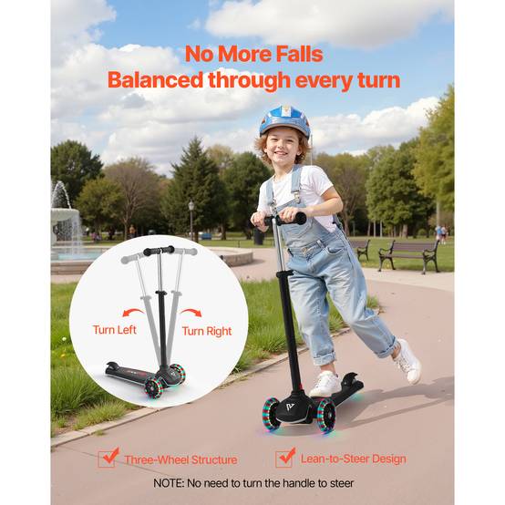 SucceBuy Trottinette 3 roues pour enfants 3 ans et plus lumineuse et réglable noir SucceBuy Trottinette 3 roues pour enfants 3 ans et plus lumineuse et réglable noir