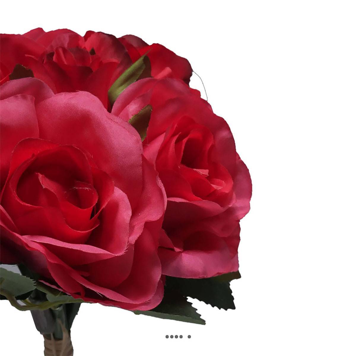 Petit bouquet de fausses roses H 27 cm 5 têtes et 1 bouton Rose fushia - couleur: Rose fushia 730 - Image 3