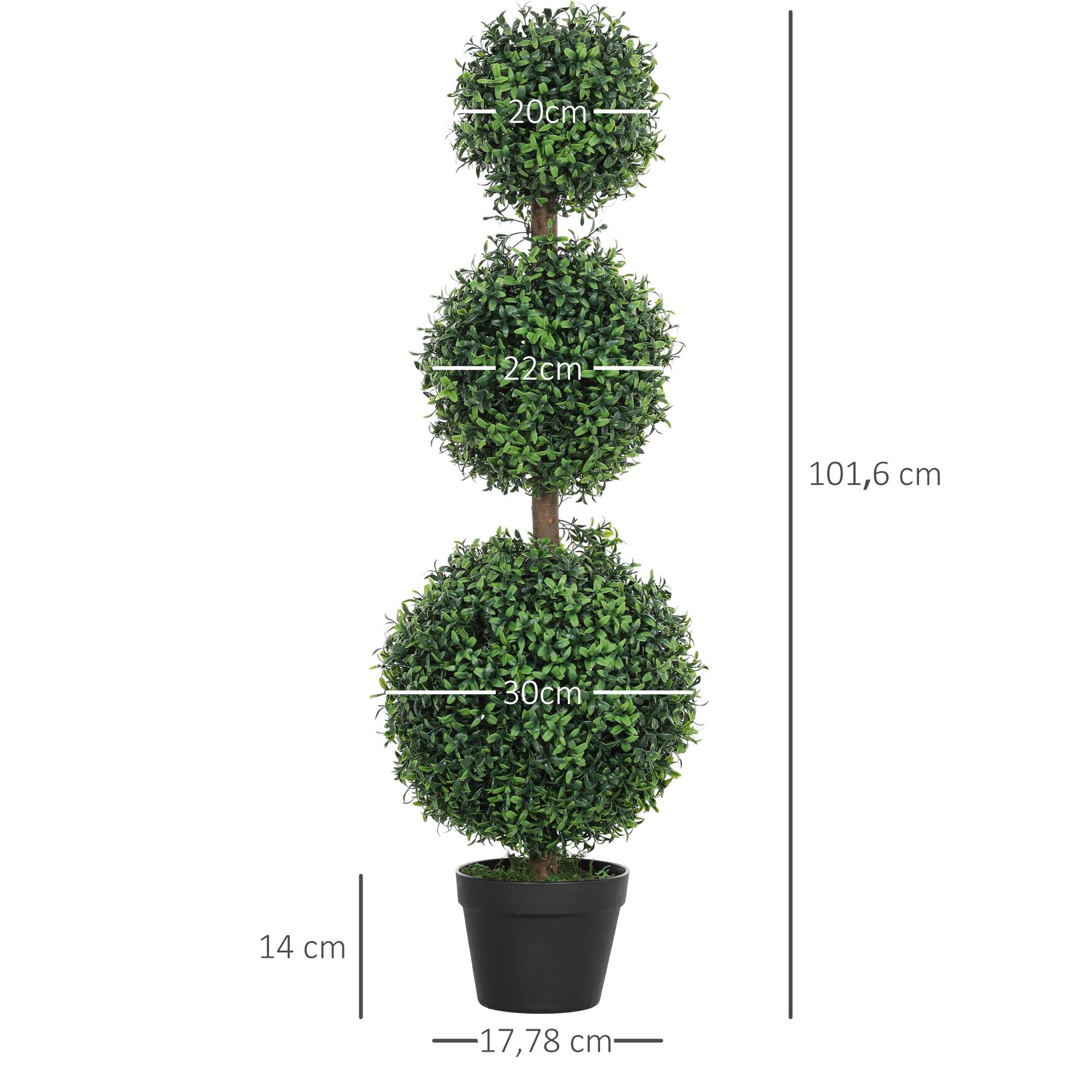 Lot 2 Buis Topiaires Artificiels PE Intérieur Extérieur Anti-UV 102cm Vert - ComfortXL Outdoor Living - Image 5
