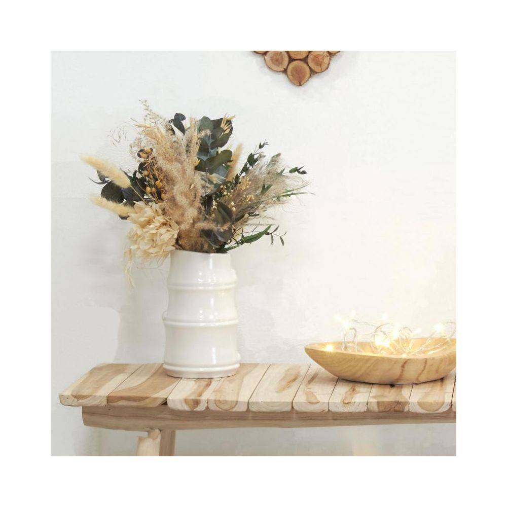 Aubry Gaspard - Vase céramique blanc design bambou - Imagen 4