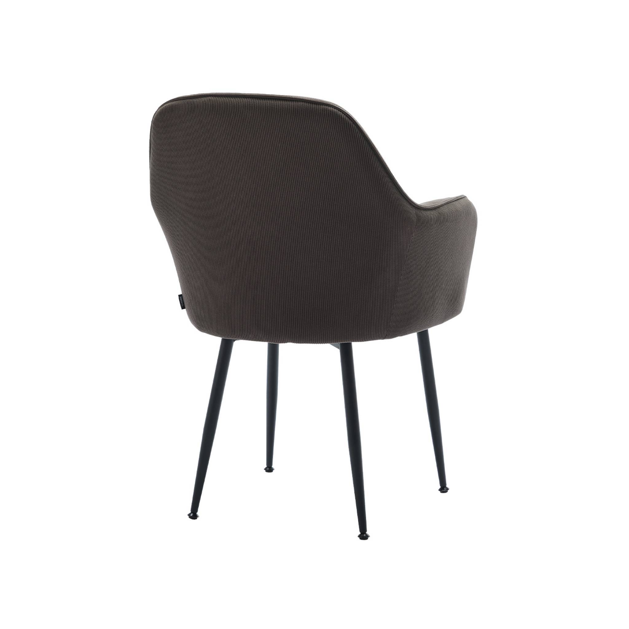 Fauteuil en velours côtelé gris foncé et pieds en métal noir mat. L 57 x P 59 x H 84.5 | sweeek - Image 6