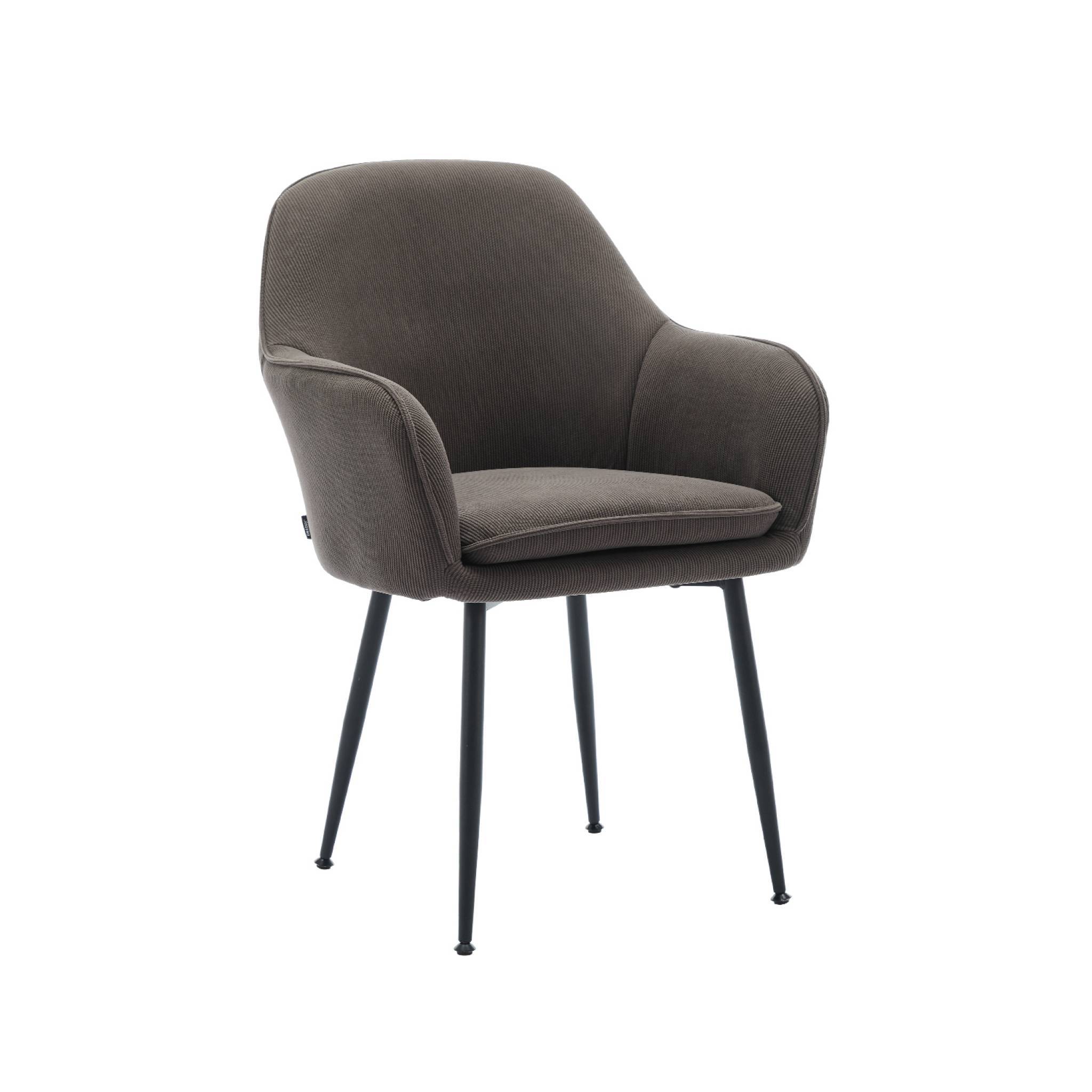 Fauteuil en velours côtelé gris foncé et pieds en métal noir mat. L 57 x P 59 x H 84.5 | sweeek - Image 2