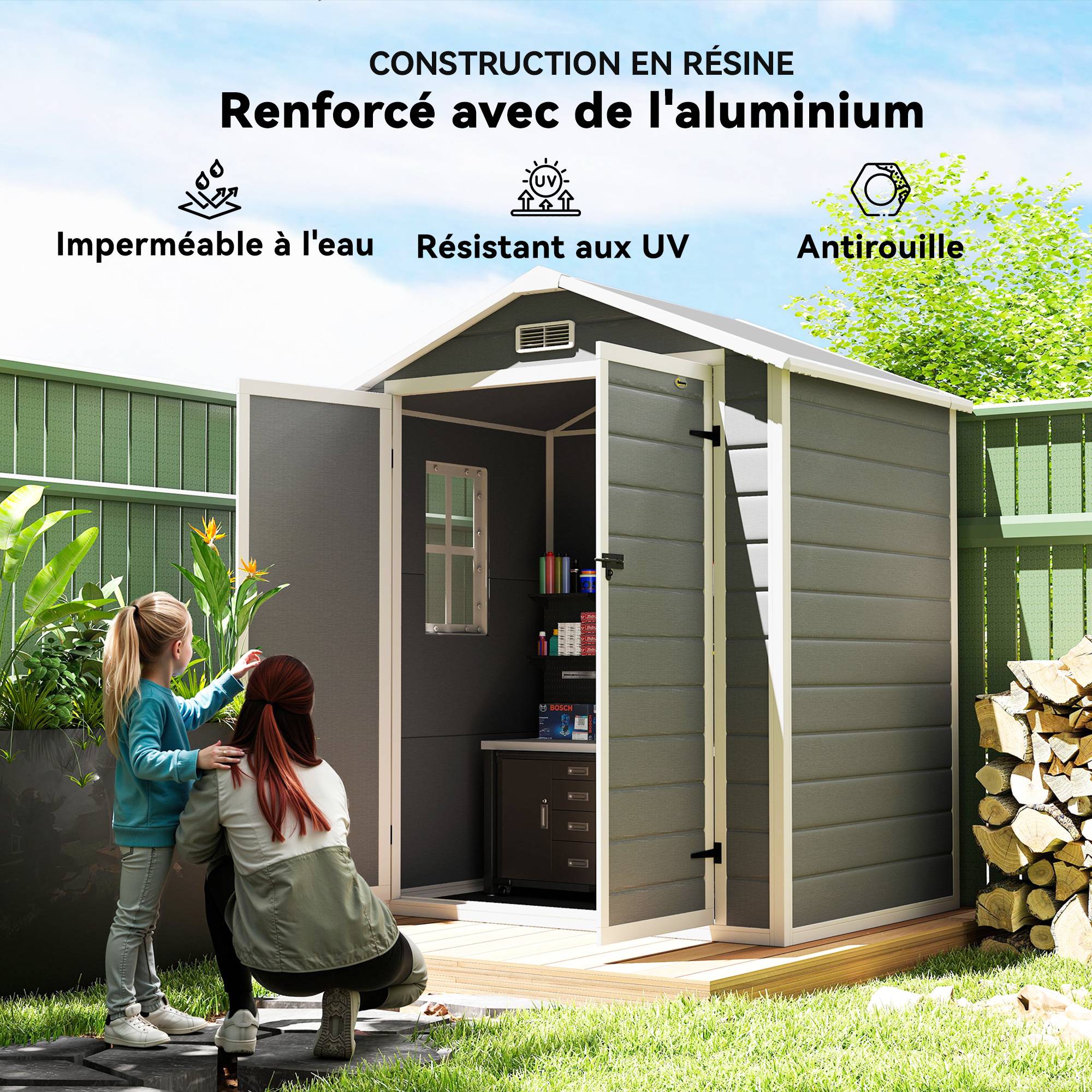 ComfortXL - Abri de jardin polypropylène aménagement extérieur rangement outils aération gris - ComfortXL Outdoor Living - Image 7