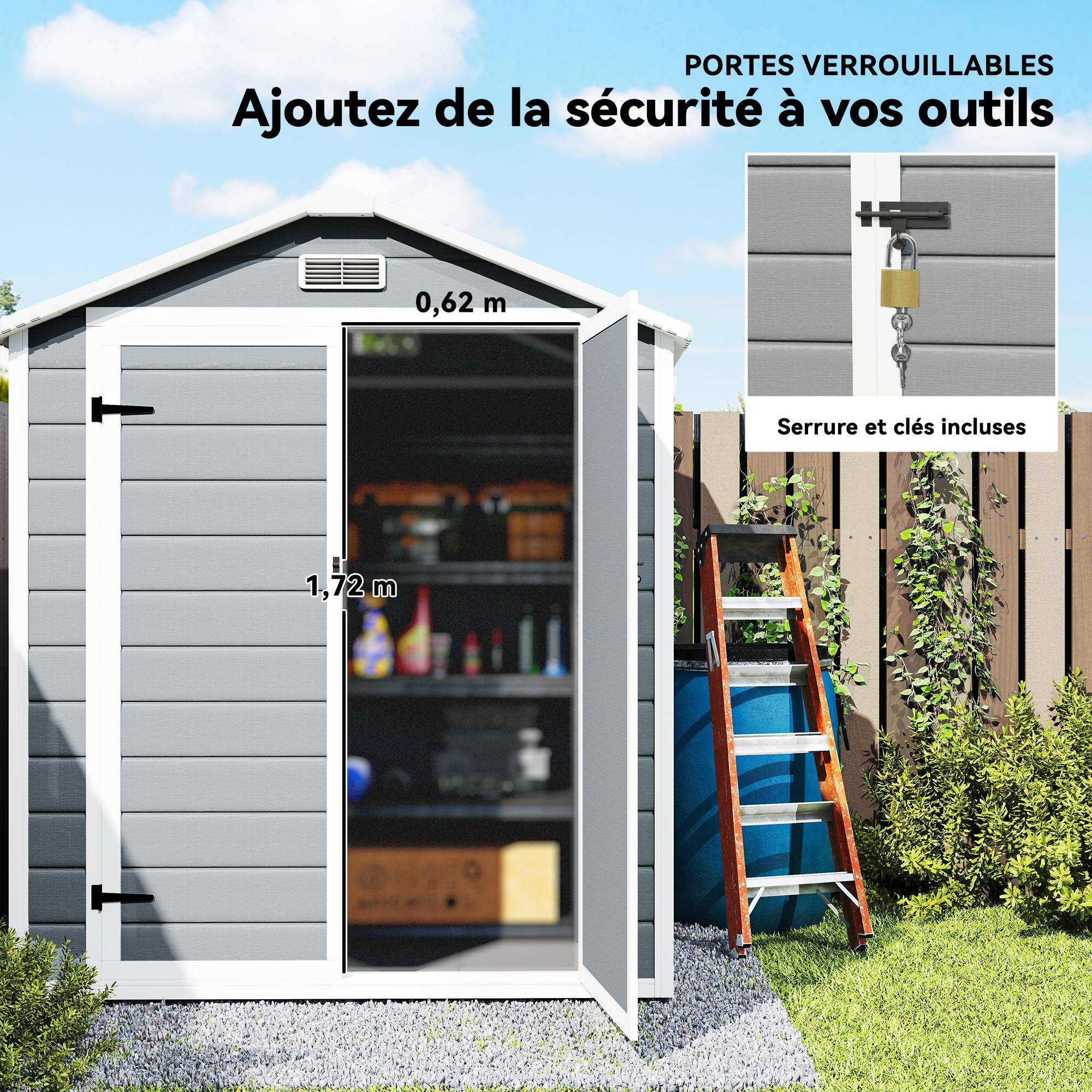 ComfortXL - Abri de jardin polypropylène aménagement extérieur rangement outils aération gris - ComfortXL Outdoor Living - Image 10