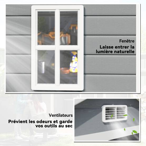 ComfortXL - Abri de jardin polypropylène aménagement extérieur rangement outils aération gris - ComfortXL Outdoor Living - Image 9