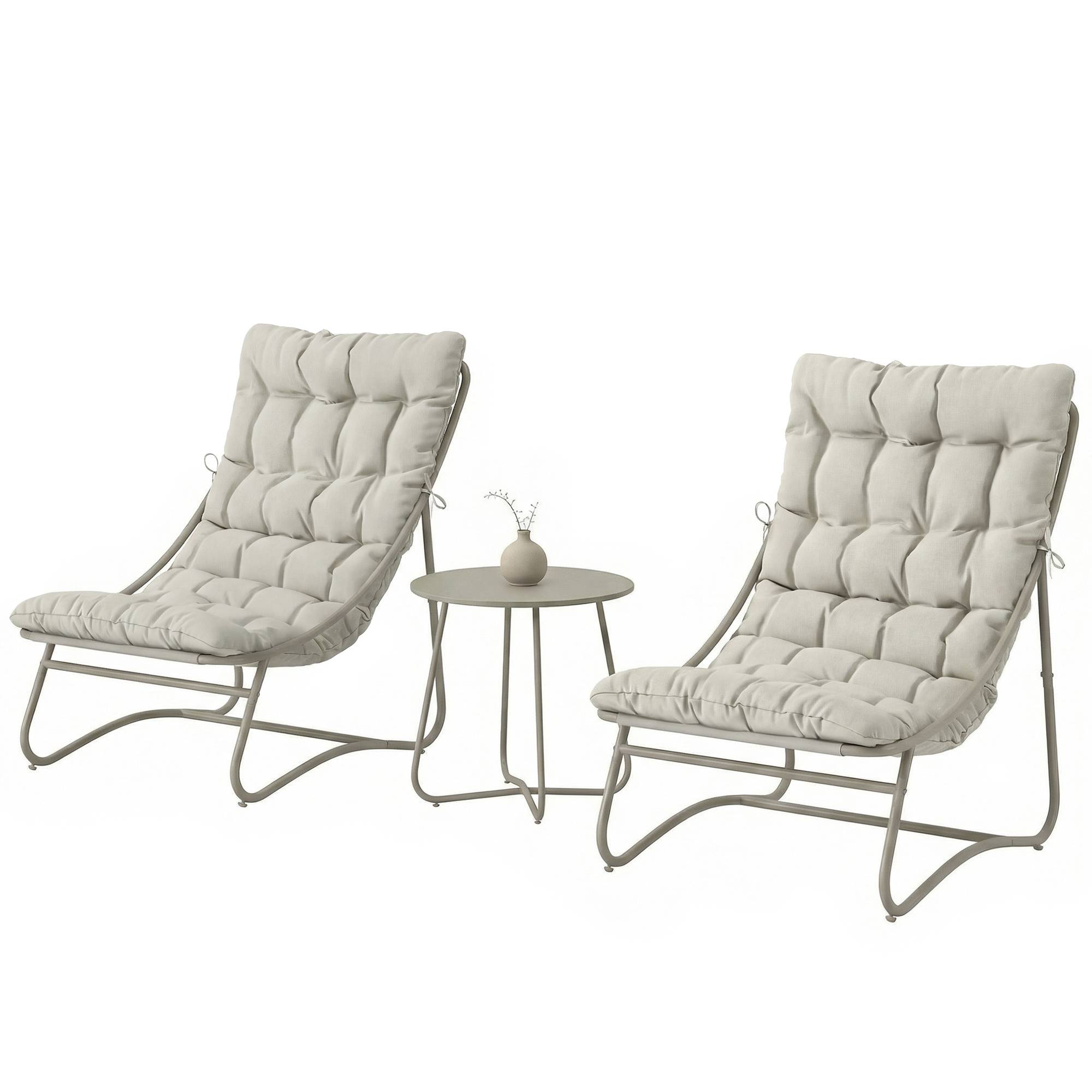 Salon de jardin bistro acier galvanisé pour balcon avec table ronde gris - ComfortXL Outdoor Living - Image 2