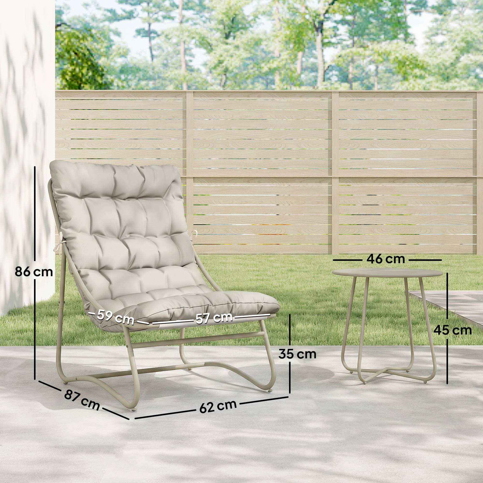 Salon de jardin bistro acier galvanisé pour balcon avec table ronde gris - ComfortXL Outdoor Living - Image 5