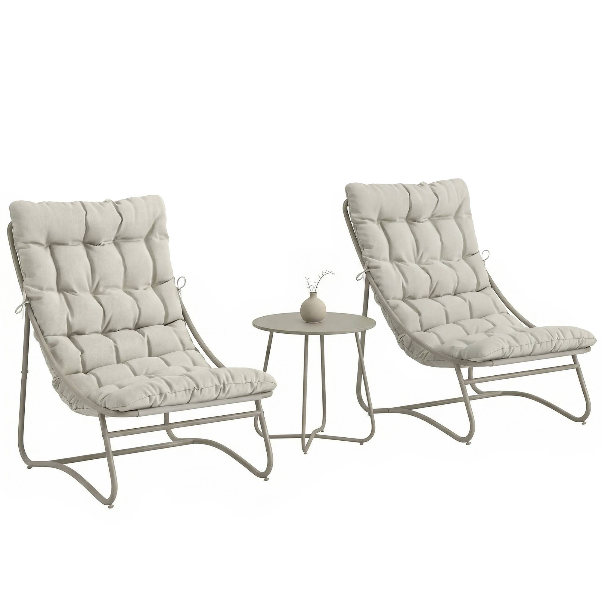 Salon de jardin bistro acier galvanisé pour balcon avec table ronde gris - ComfortXL Outdoor Living - Image 1