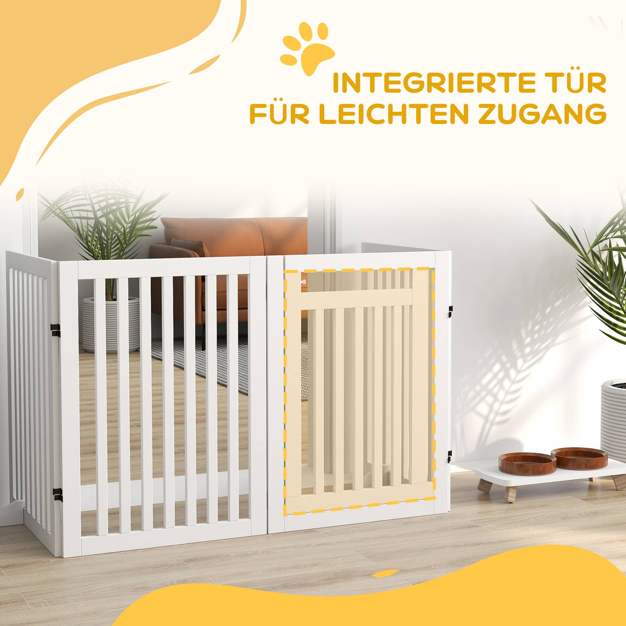 Barrière pour animal, barrière escalier, protection, 4 parties, pliable, blanc - Image 8