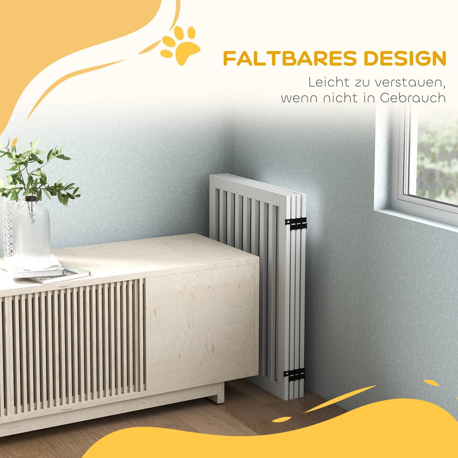 Barrière pour animal, barrière escalier, protection, 4 parties, pliable, blanc - Image 6