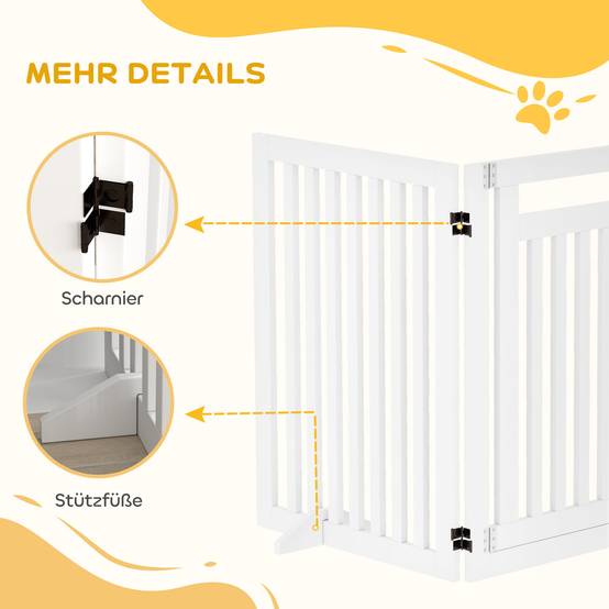 Barrière pour animal, barrière escalier, protection, 4 parties, pliable, blanc - Image 9
