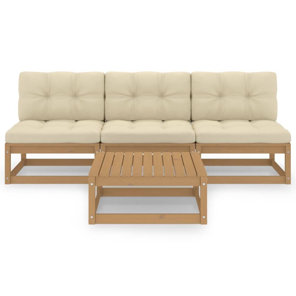 Helloshop26 - Salon de jardin meuble d'extérieur ensemble de mobilier 4 pièces avec coussins bois de pin massif - Imagen 1