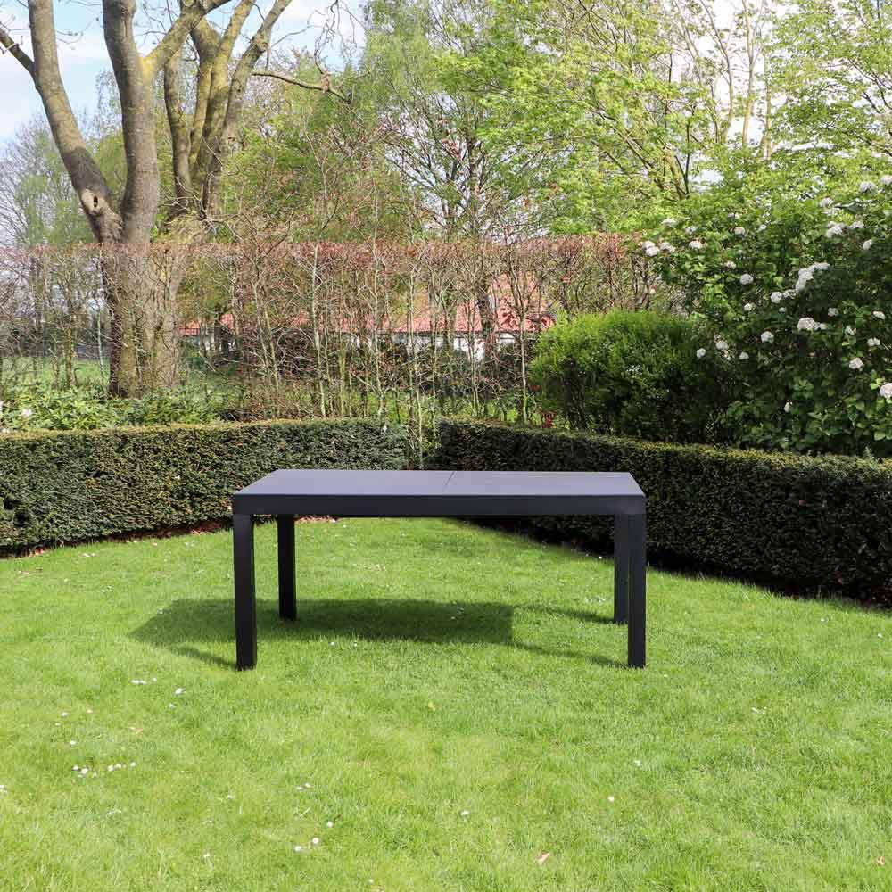 Wilsa Garden - Table de jardin aluminium noir extensible 6/10P HPL