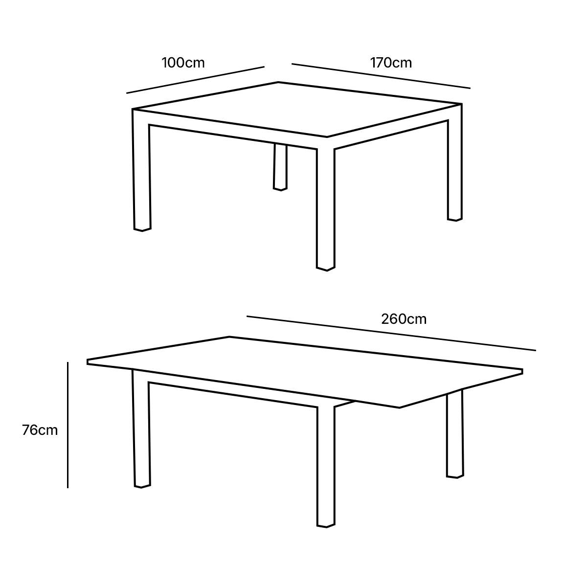 Wilsa Garden - Table de jardin aluminium noir extensible 6/10P HPL - Imagen 7