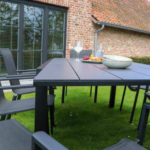 Table HPL Star 6/10 personnes structure aluminium noire, plateau HPL gris - Image 6