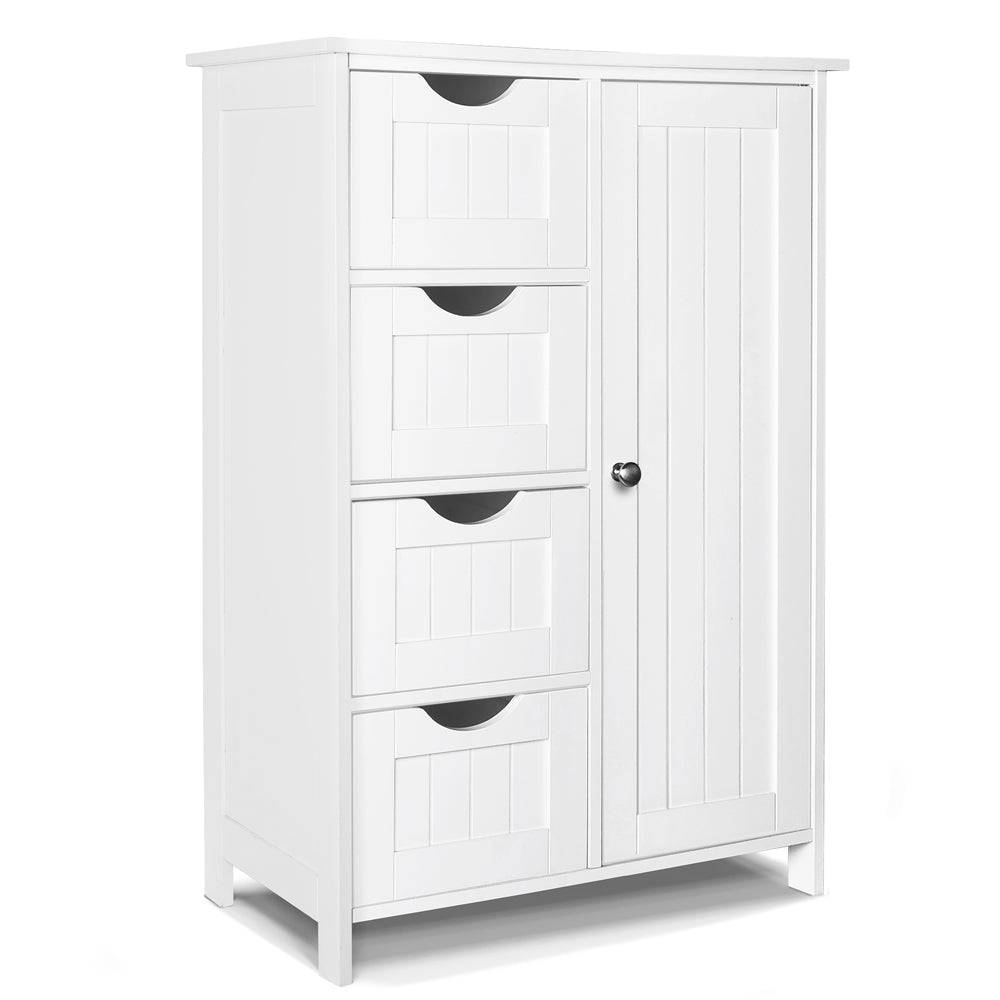 Meuble de salle de bain rangement 4 tiroirs 1 porte 82x55x30cm blanc - Image 1