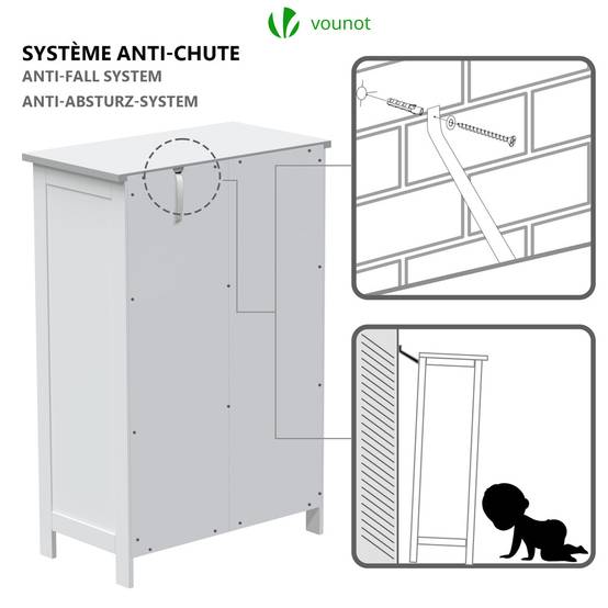 Meuble de salle de bain rangement 4 tiroirs 1 porte 82x55x30cm blanc - Image 5