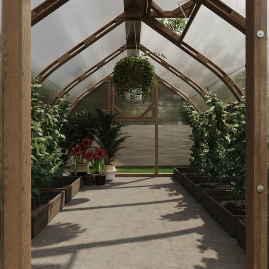 Serre en bois 30m² Norhage Tre 300 - Polycarbonate 16mm - Image 4
