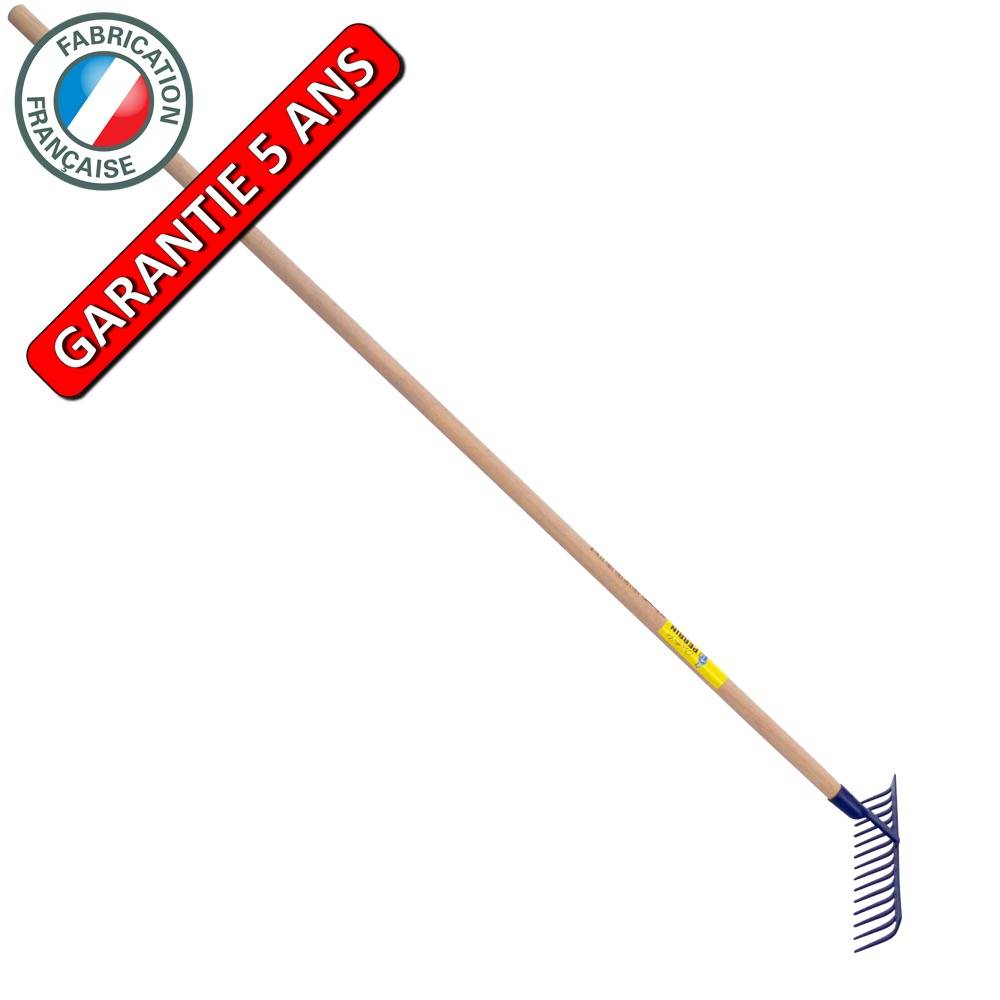 Outils Perrin - Râteau forgé 14 dents courbes manche bois 1,50 m, outil trempé haute résistance, jardin Outils Perrin