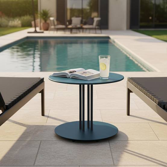 Oviala - Table basse de jardin bleu pacific 50 cm Skiro - Oviala - Image 2