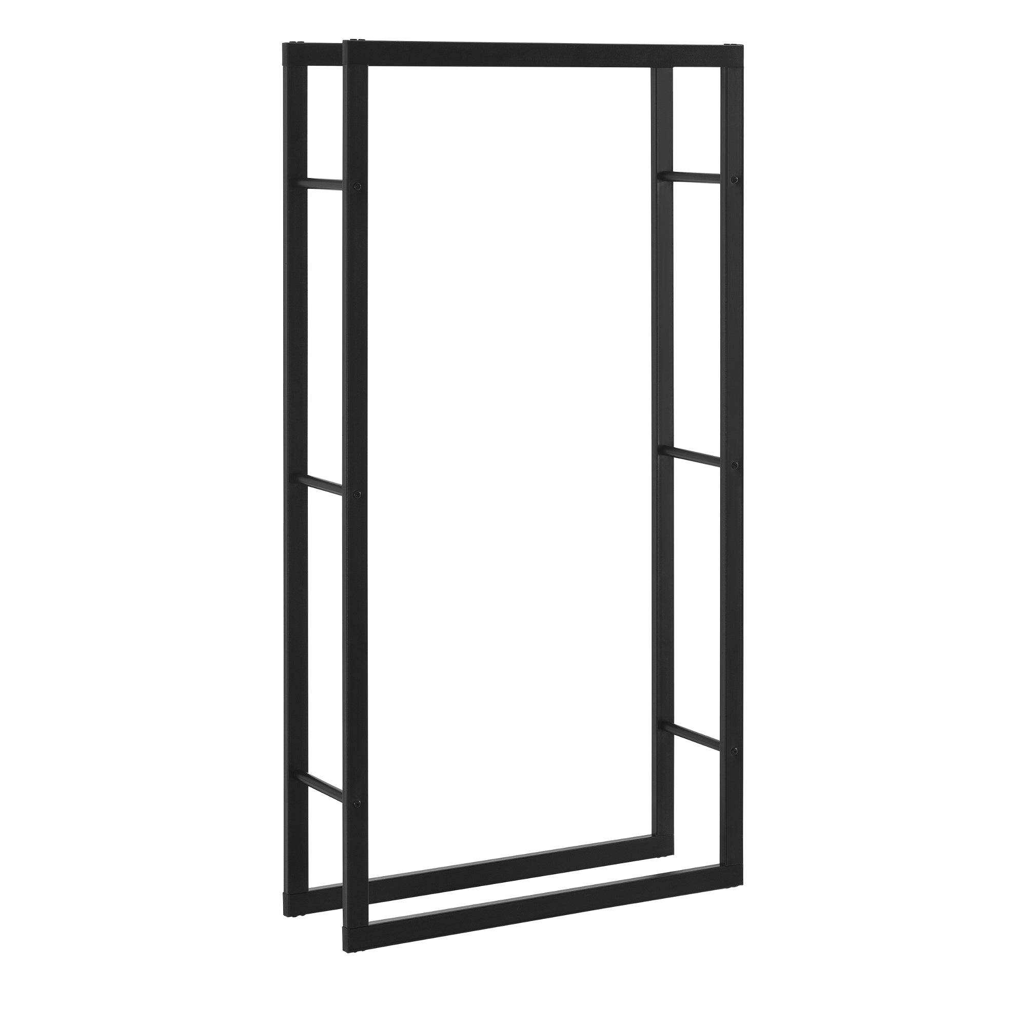 Helloshop26 - Range-bûches pour usage intérieur extérieur porte-bûches design support rangement bois de chauffage acier laqué noir 75 x 150 x 25 cm - Imagen 1