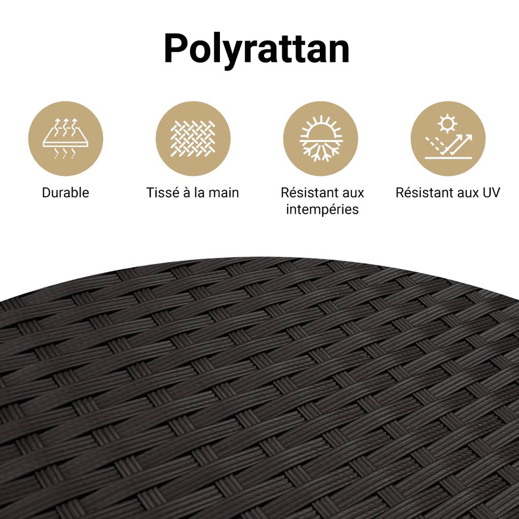 ComfortXL - Salon de Jardin Noir 8 Places Résine Tressée Modulable avec Coussins Blanc Crème pour Patio – ComfortXL Outdoor Living - Image 7